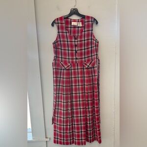 Vintage 90’s Red & Black Plaid Sleeveless‎ A-line Dress Size 10